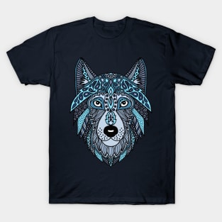 Zen Wolf Head Blue T-Shirt